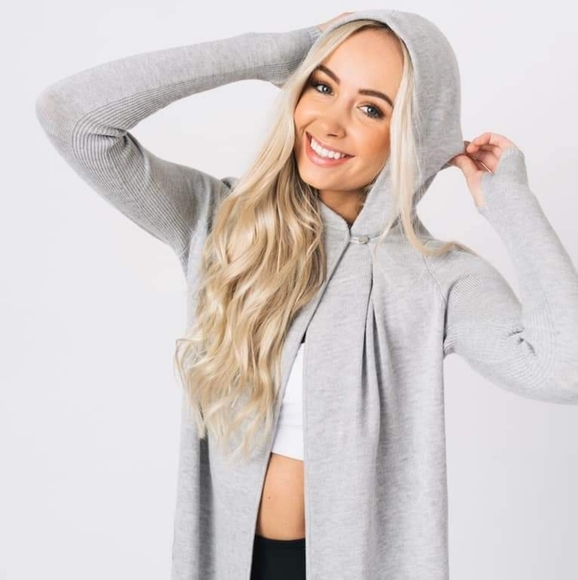 Zyia Active Light Gray Hooded Cardigan 